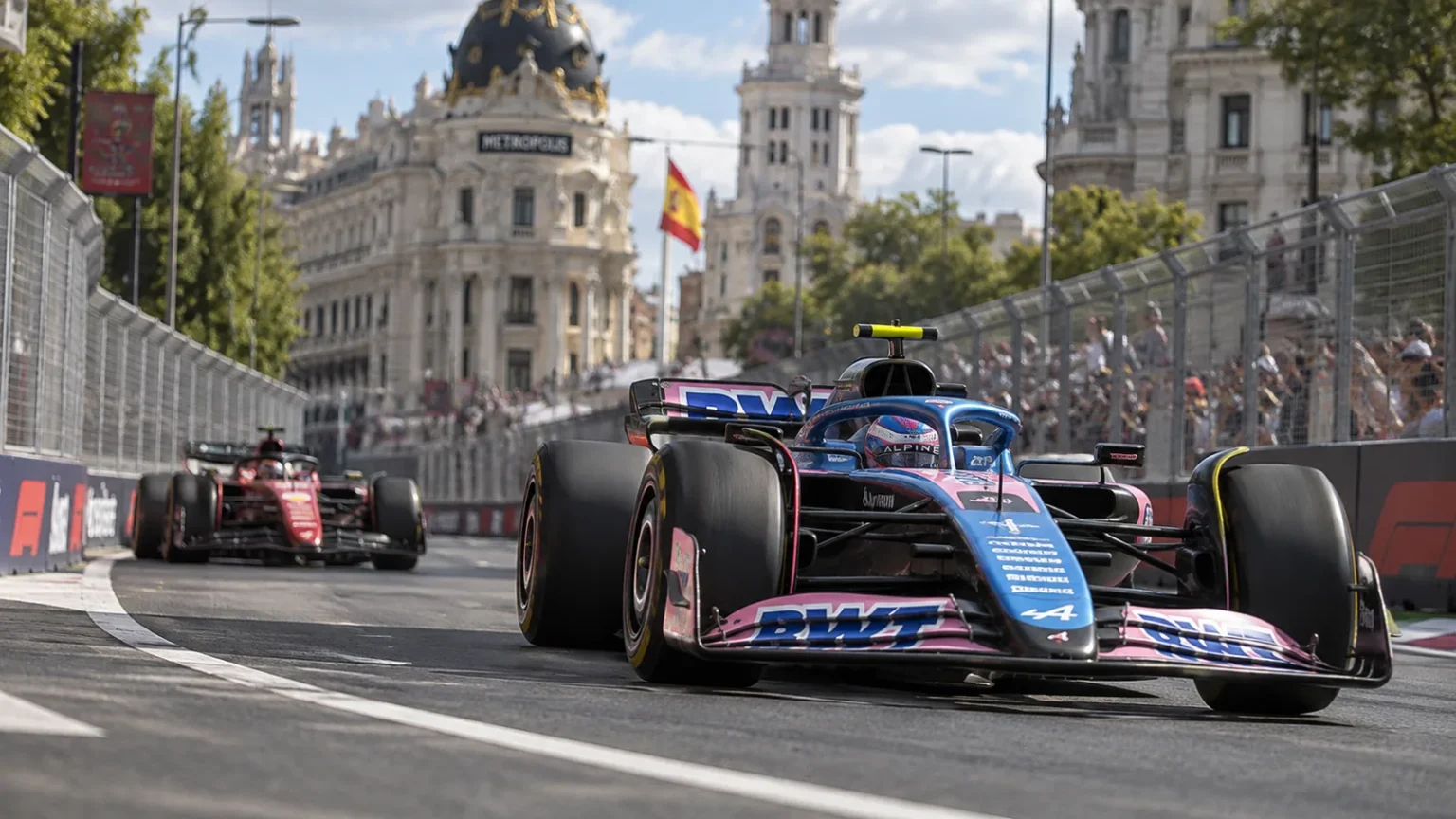 Franco colapinto al mando de un alpine durante la clasificación del gran premio de españa en madrid