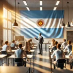 Profesor dando clases frente a estudiantes en un aula