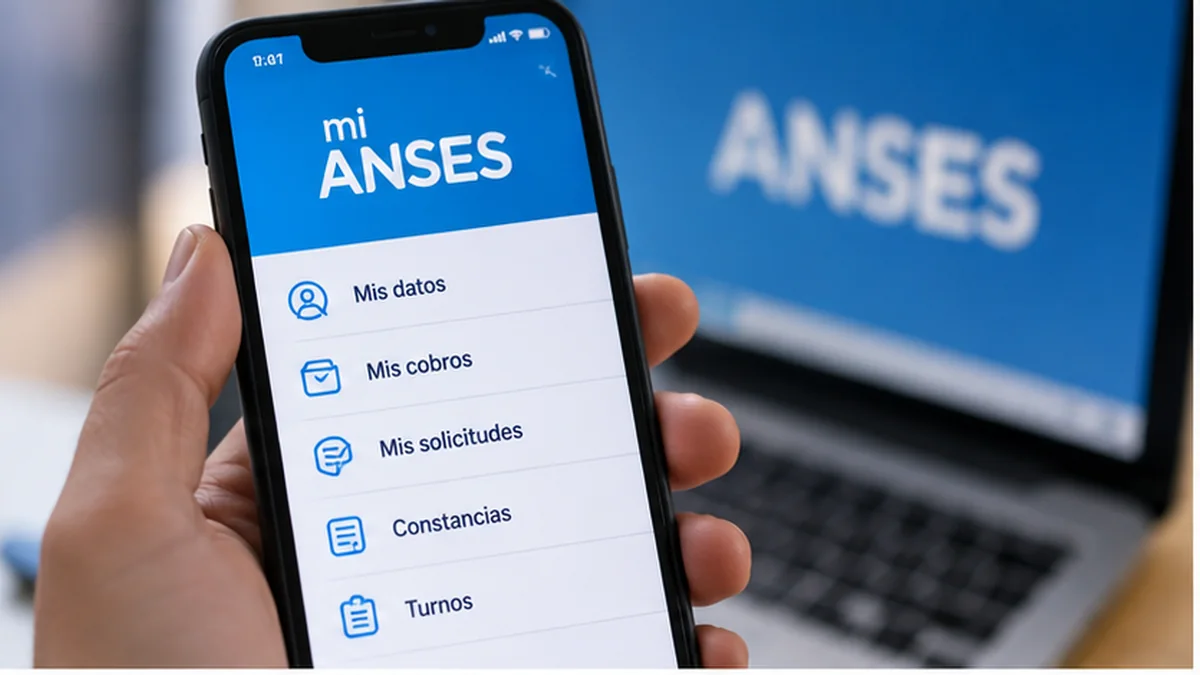 Persona utilizando el celular para realizar una gestión vinculada con anses