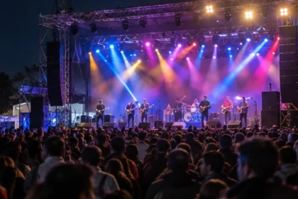 Público durante un recital al aire libre en una fiesta bonaerense
