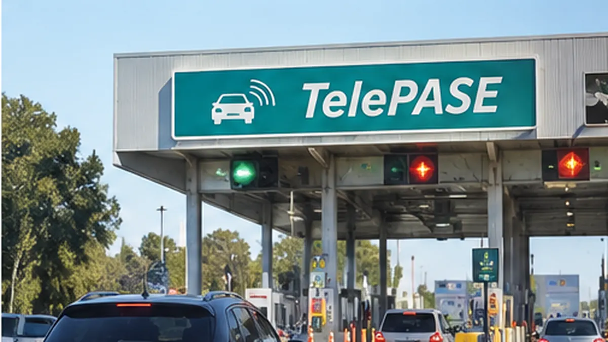 Confirmado: desde este martes las cámaras detectarán a quienes no tengan telepase y podrán multarlos 2 Autos circulando por carriles de telepase en una estación de peaje