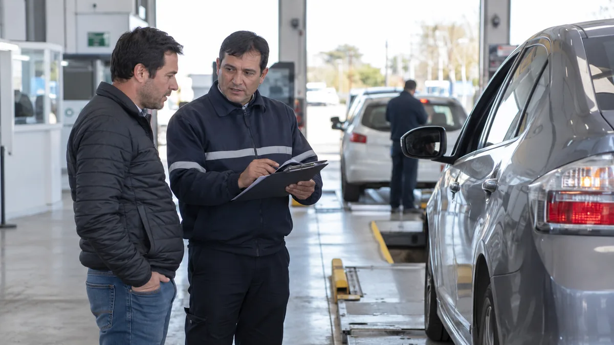 Inspector conversando con un conductor en una planta de vtv