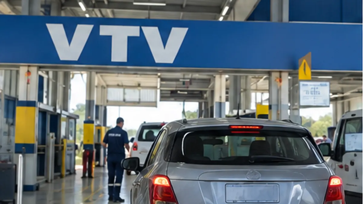 Automóvil ingresando a una planta de vtv bonaerense