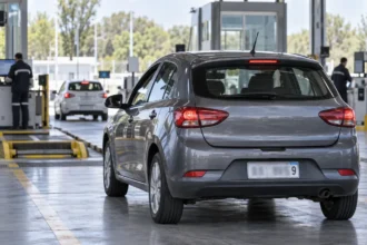 Auto ingresando a una planta de vtv de la provincia de buenos aires