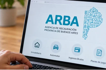 Computadora portátil con una pantalla de gestión tributaria provincial