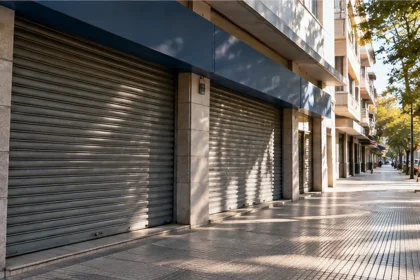 Sucursal bancaria cerrada durante una jornada sin atención al público