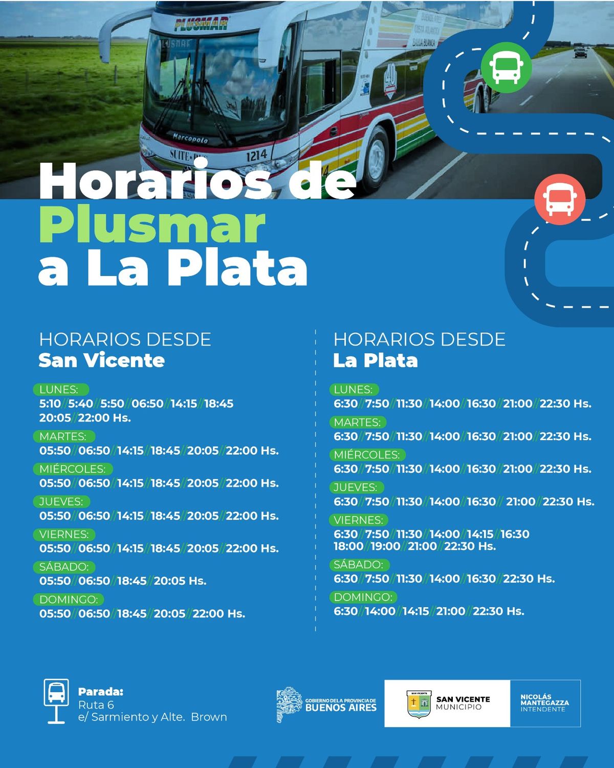 San vicente cuenta con nuevo servicio de micro a la plata: horarios y cómo comprar pasajes 2 Cuadro informativo del servicio de micros entre san vicente y la plata